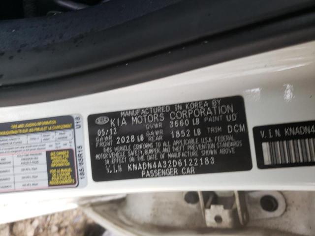 KNADN4A32D6122183 - 2013 KIA RIO EX WHITE photo 13