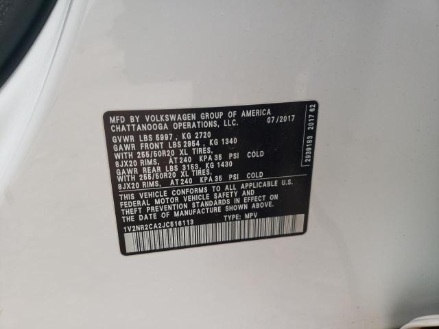 1V2NR2CA2JC516113 - 2018 VOLKSWAGEN ATLAS SEL Ağ foto 14