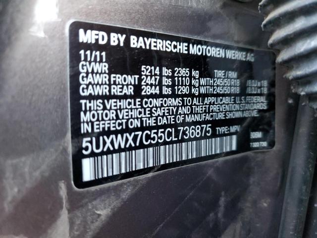 5UXWX7C55CL736875 - 2012 BMW X3 XDRIVE3 TAN photo 13