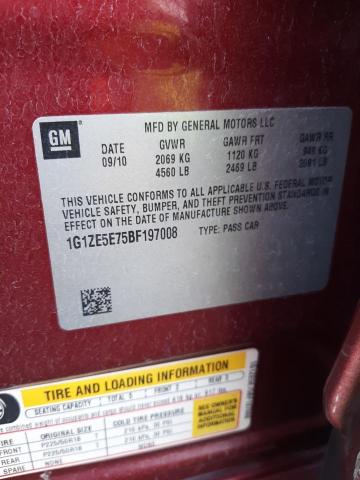 1G1ZE5E75BF197008 - 2011 CHEVROLET MALIBU LTZ წითელი ფოტო 12