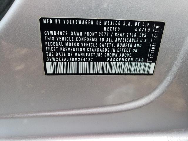 3VW2K7AJ7DM294127 - 2013 VOLKSWAGEN JETTA BASE 银色 照片 12