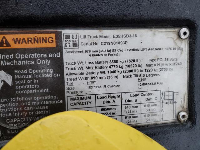 C219N01893P - 2016 HYST FORKLIFT YELLOW photo 10