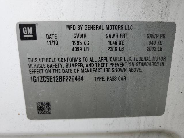 1G1ZC5E12BF229494 - 2011 CHEVROLET MALIBU 1LT თეთრი ფოტო 12