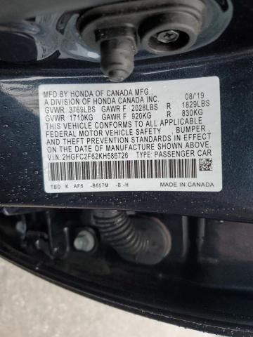 2HGFC2F62KH586726 - 2019 HONDA CIVIC SPOR 灰色 照片 10
