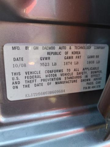 KL1TD56E69B609684 - 2009 CHEVROLET AVEO LS 银色 照片 12