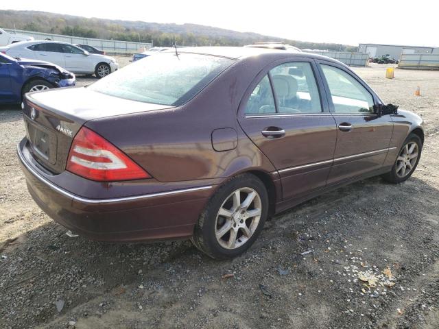 WDBRF92H47F882650 - 2007 MERCEDES-BENZ C 280 4MAT MAROON photo 3