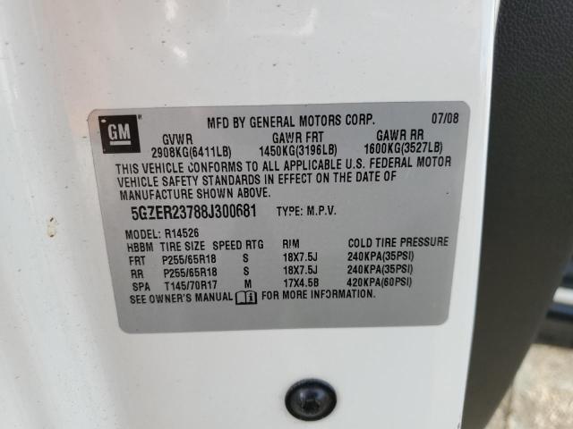 5GZER23788J300681 - 2008 SATURN OUTLOOK XR WHITE photo 10