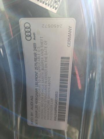 WAUV4AFR4GA003653 - 2016 AUDI S5 PRESTIG GRAY photo 12