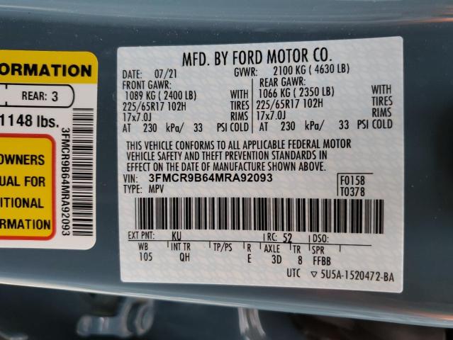 3FMCR9B64MRA92093 - 2021 FORD BRONCO SPO BLUE photo 12