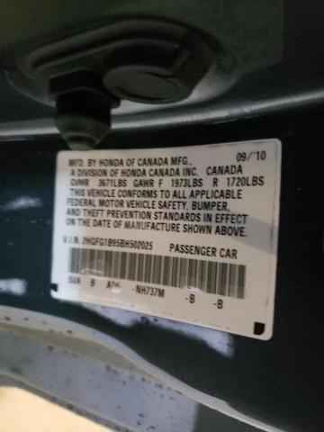 2HGFG1B95BH502025 - 2011 HONDA CIVIC EXL 灰色 照片 12