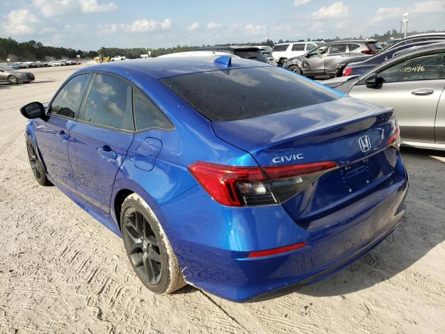 2HGFE2F52NH516407 - 2022 HONDA CIVIC SPOR BLUE photo 3