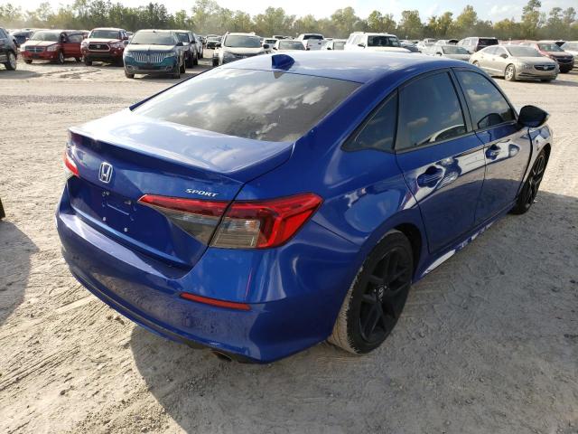 2HGFE2F52NH516407 - 2022 HONDA CIVIC SPOR BLUE photo 4