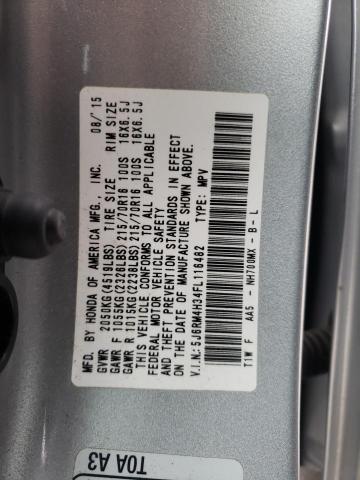 5J6RM4H34FL116482 - 2015 HONDA CR-V LX SILVER photo 10