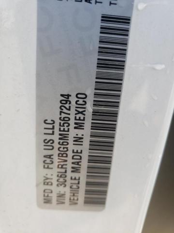 3C6LRVBG6ME567294 - 2021 RAM PROMASTER WHITE photo 10