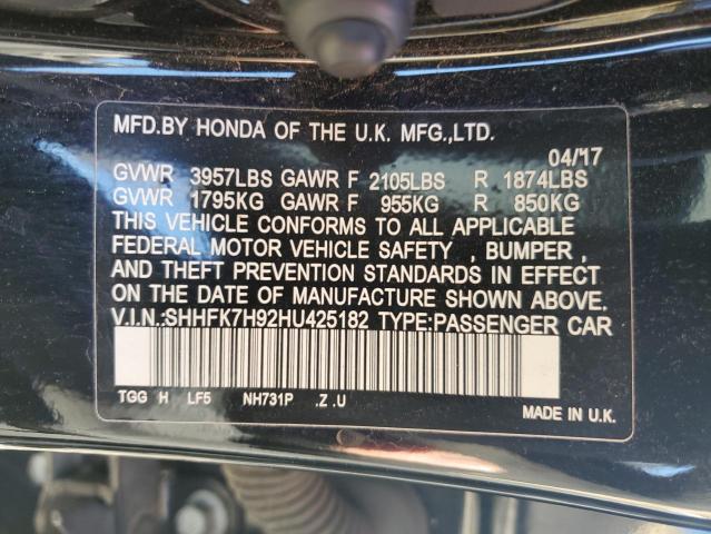 SHHFK7H92HU425182 - 2017 HONDA CIVIC SPOR 黑色 照片 12