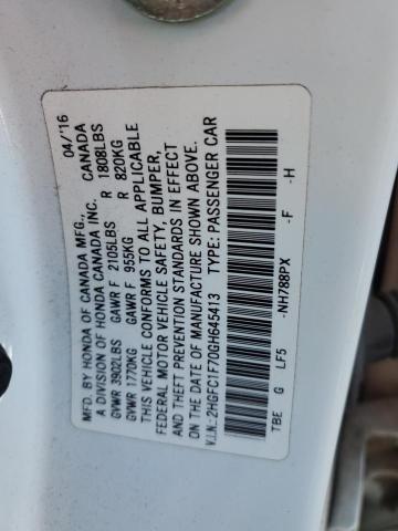 2HGFC1F70GH645413 - 2016 HONDA CIVIC EXL Ağ foto 13