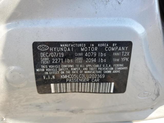 KMHC05LC3LU202369 - 2020 HYUNDAI IONIQ LIMI GRAY photo 12