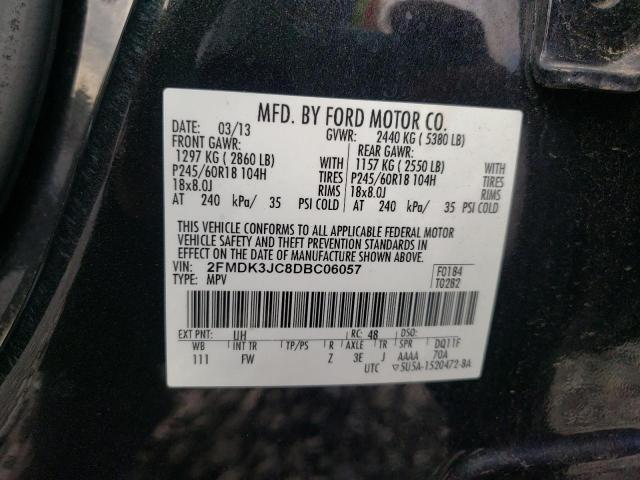 2FMDK3JC8DBC06057 - 2013 FORD EDGE SEL BLACK photo 14