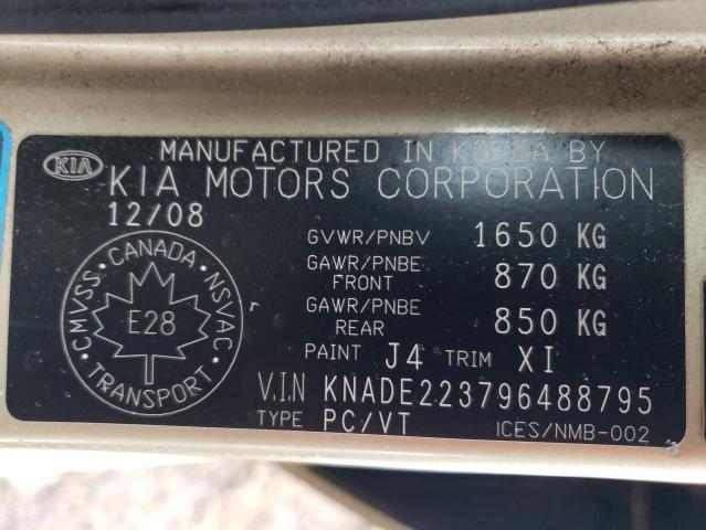 KNADE223796488795 - 2009 KIA RIO BASE GOLD photo 12