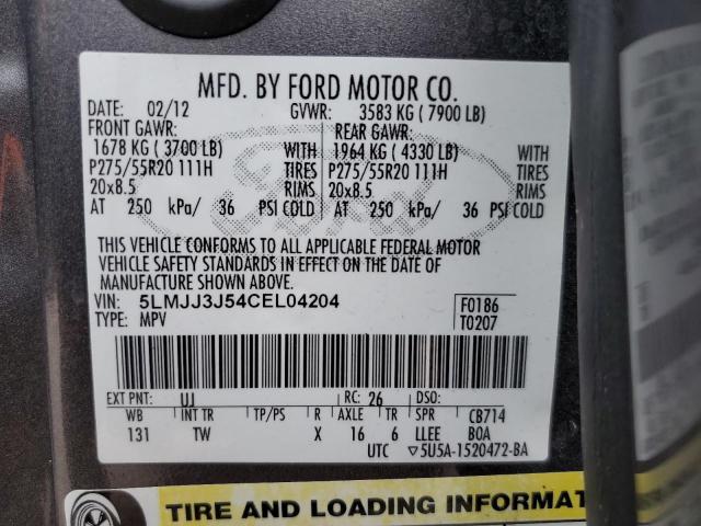 5LMJJ3J54CEL04204 - 2012 LINCOLN NAVIGATOR 灰色 照片 13