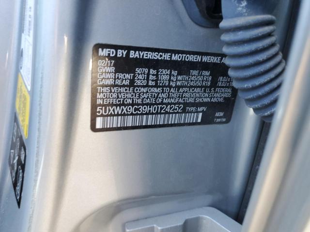 5UXWX9C39H0T24252 - 2017 BMW X3 XDRIVE2 SILVER photo 13