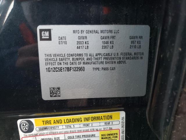 1G1ZC5E17BF122960 - 2011 CHEVROLET MALIBU 1LT შავი ფოტო 13