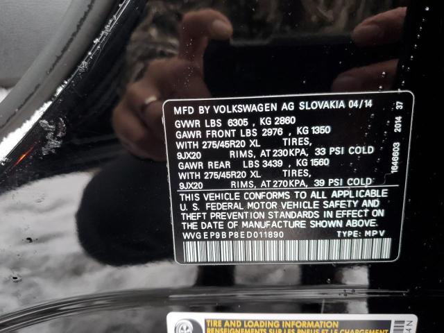 WVGEP9BP8ED011890 - 2014 VOLKSWAGEN TOUAREG V6 BLACK photo 13