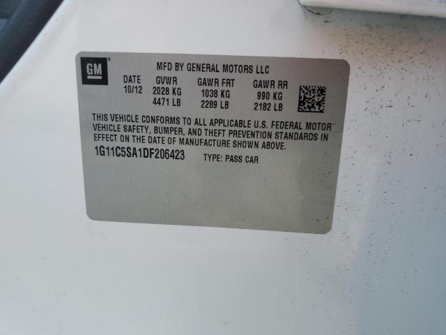 1G11C5SA1DF206423 - 2013 CHEVROLET MALIBU 1LT Ağ foto 10