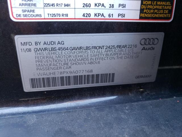 WAUHE78PX9A077168 - 2009 AUDI A3 2.0T BLACK photo 12