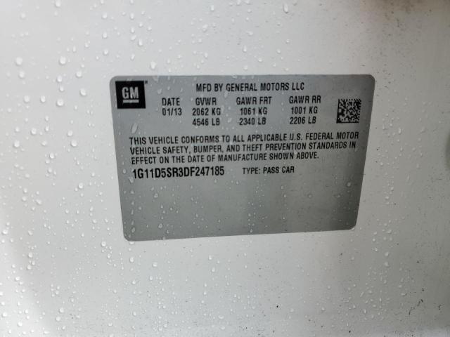 1G11D5SR3DF247185 - 2013 CHEVROLET MALIBU 1LT თეთრი ფოტო 10