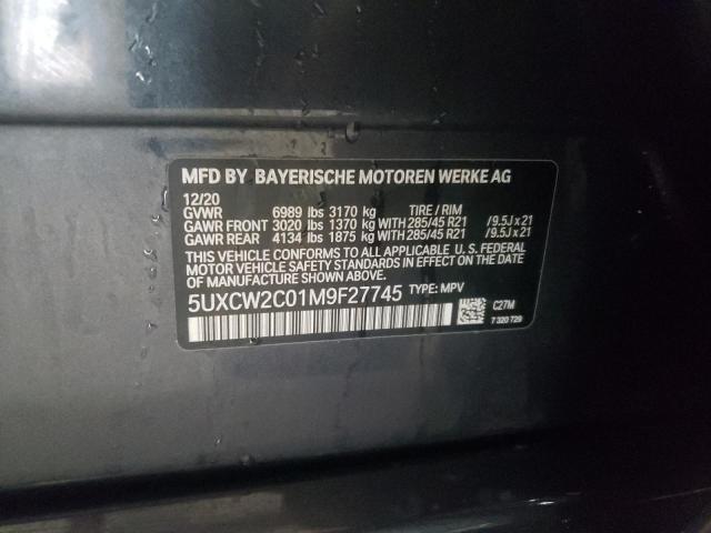 5UXCW2C01M9F27745 - 2021 BMW X7 XDRIVE4 CHARCOAL photo 10