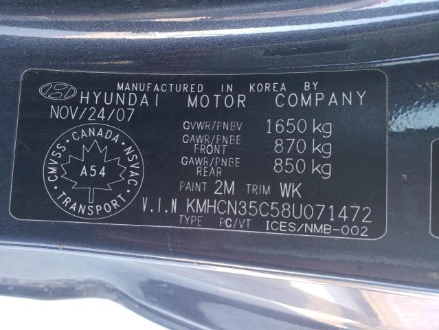 KMHCN35C58U071472 - 2008 HYUNDAI ACCENT BAS GRAY photo 12