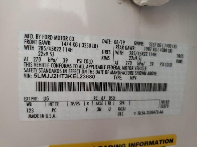 5LMJJ2HT3KEL23680 - 2019 LINCOLN NAVIGATOR 白色 照片 13