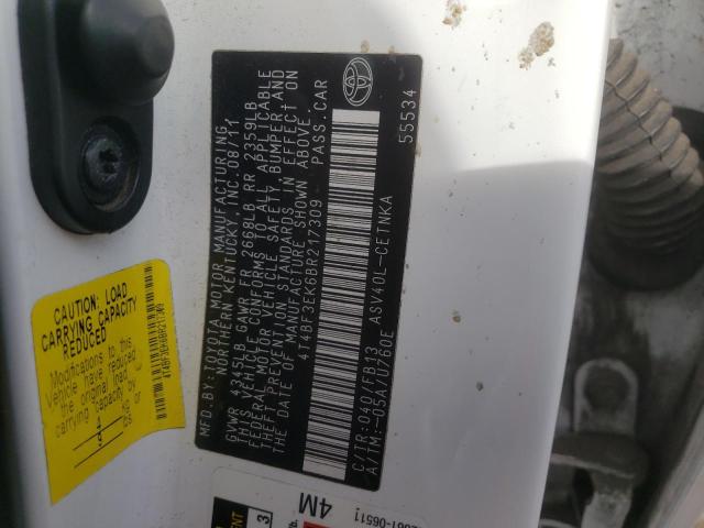 4T4BF3EK6BR217309 - 2011 TOYOTA CAMRY WHITE photo 13