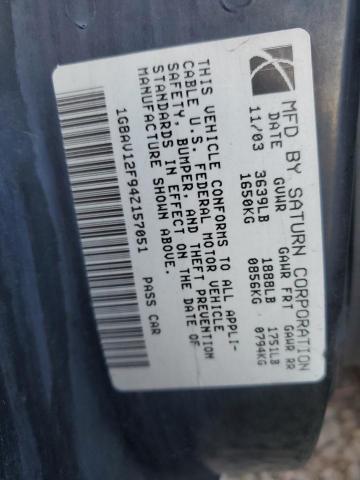 1G8AV12F94Z157051 - 2004 SATURN ION LEVEL BLUE photo 12