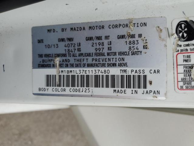 JM1BM1L37E1137480 - 2014 MAZDA 3 WHITE photo 13