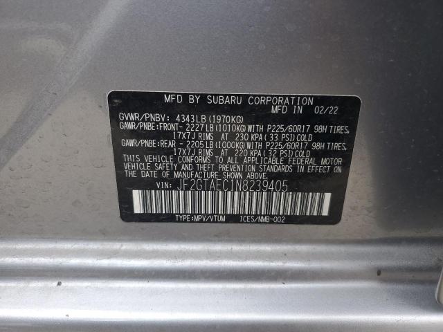 JF2GTAEC1N8239405 - 2022 SUBARU CROSSTREK SILVER photo 13