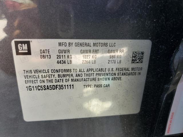 1G11C5SA5DF351111 - 2013 CHEVROLET MALIBU 1LT 灰色 照片 10