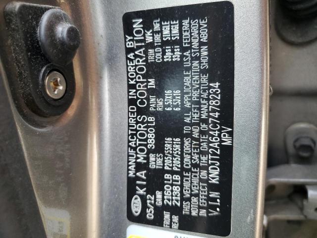 KNDJT2A64C7478234 - 2012 KIA SOUL GRAY photo 10