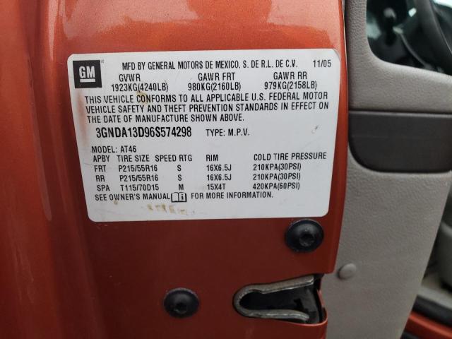 3GNDA13D96S574298 - 2006 CHEVROLET HHR LS ORANGE photo 13