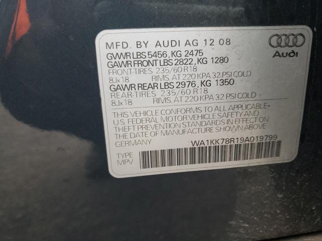 WA1KK78R19A019799 - 2009 AUDI Q5 3.2 CHARCOAL photo 10