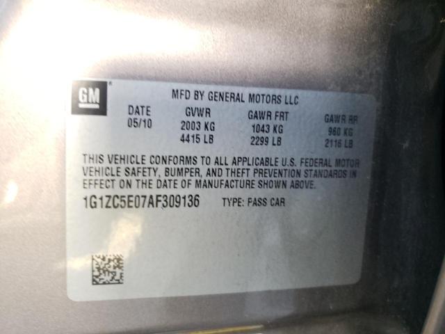 1G1ZC5E07AF309136 - 2010 CHEVROLET MALIBU 1LT 棕色 照片 12