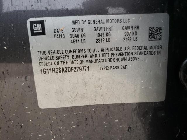 1G11H5SA2DF279771 - 2013 CHEVROLET MALIBU LTZ ნაცრისფერი ფოტო 12