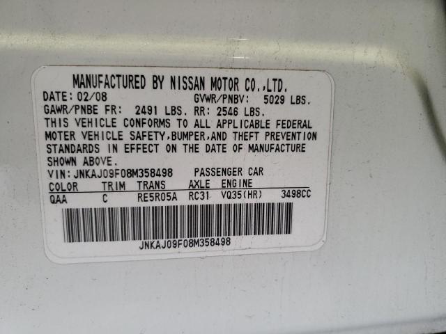 JNKAJ09F08M358498 - 2008 INFINITI EX35 BASE Ağ foto 14