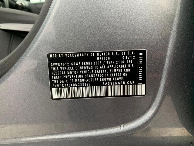 3VW1K7AJ4DM222829 - 2013 VOLKSWAGEN JETTA BASE GRAY photo 10
