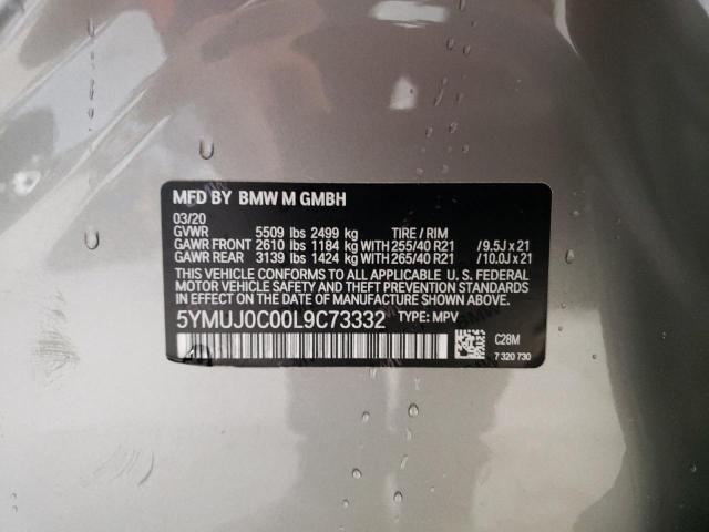 5YMUJ0C00L9C73332 - 2020 BMW X4 M COMPE GRAY photo 14