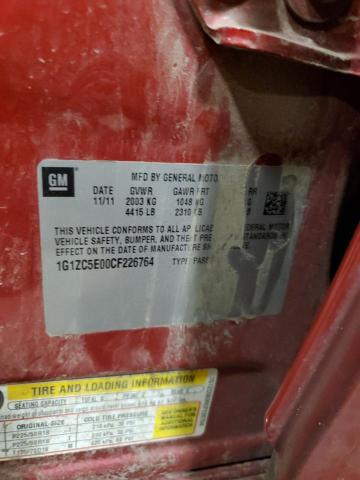 1G1ZC5E00CF226764 - 2012 CHEVROLET MALIBU 1LT 红色 照片 12