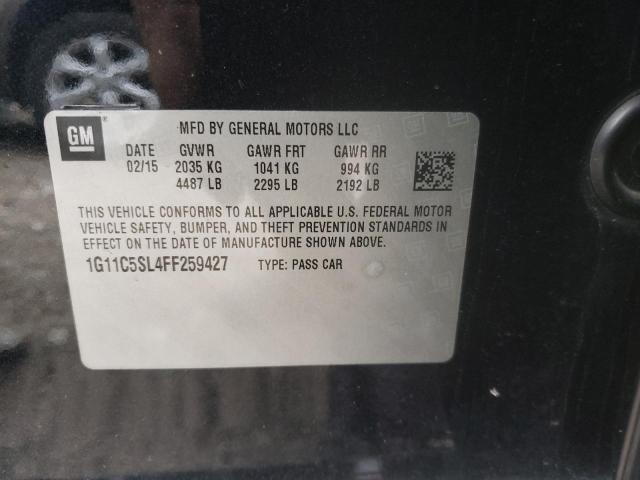 1G11C5SL4FF259427 - 2015 CHEVROLET MALIBU 1LT BLACK photo 13