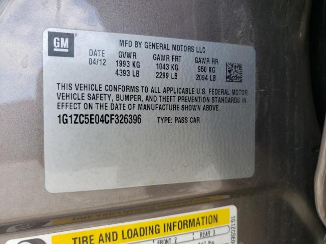 1G1ZC5E04CF326396 - 2012 CHEVROLET MALIBU 1LT Grau Foto 12