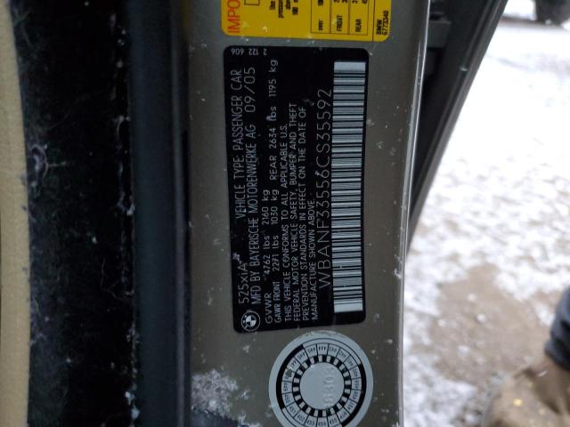 WBANF33556CS35592 - 2006 BMW 525 XI SILVER photo 12